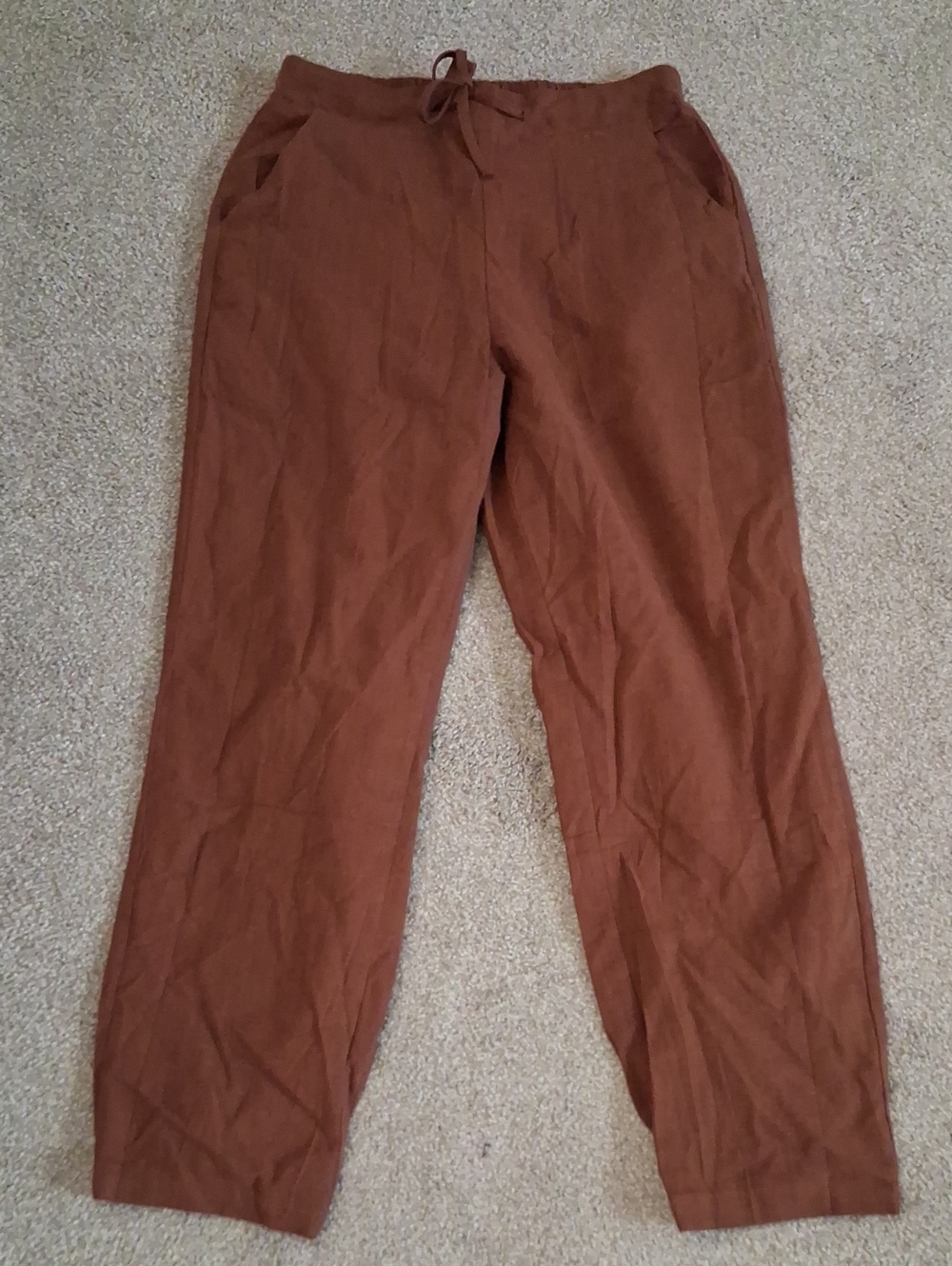 NWOT Women's Fashion Rust Linen/Cotton Casual Drawstring Pants.  S